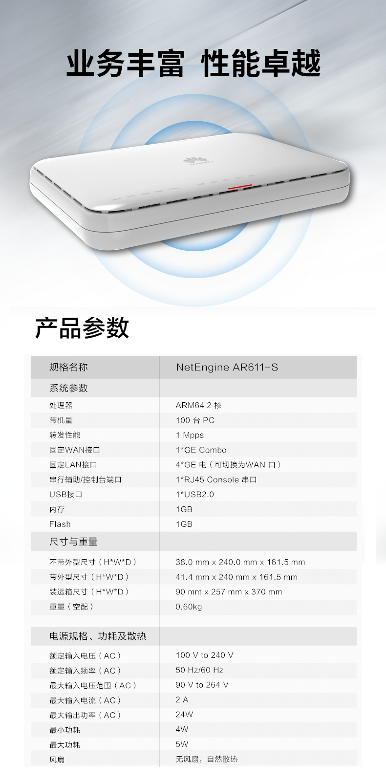 華為 AR611-S 企業(yè)級路由器